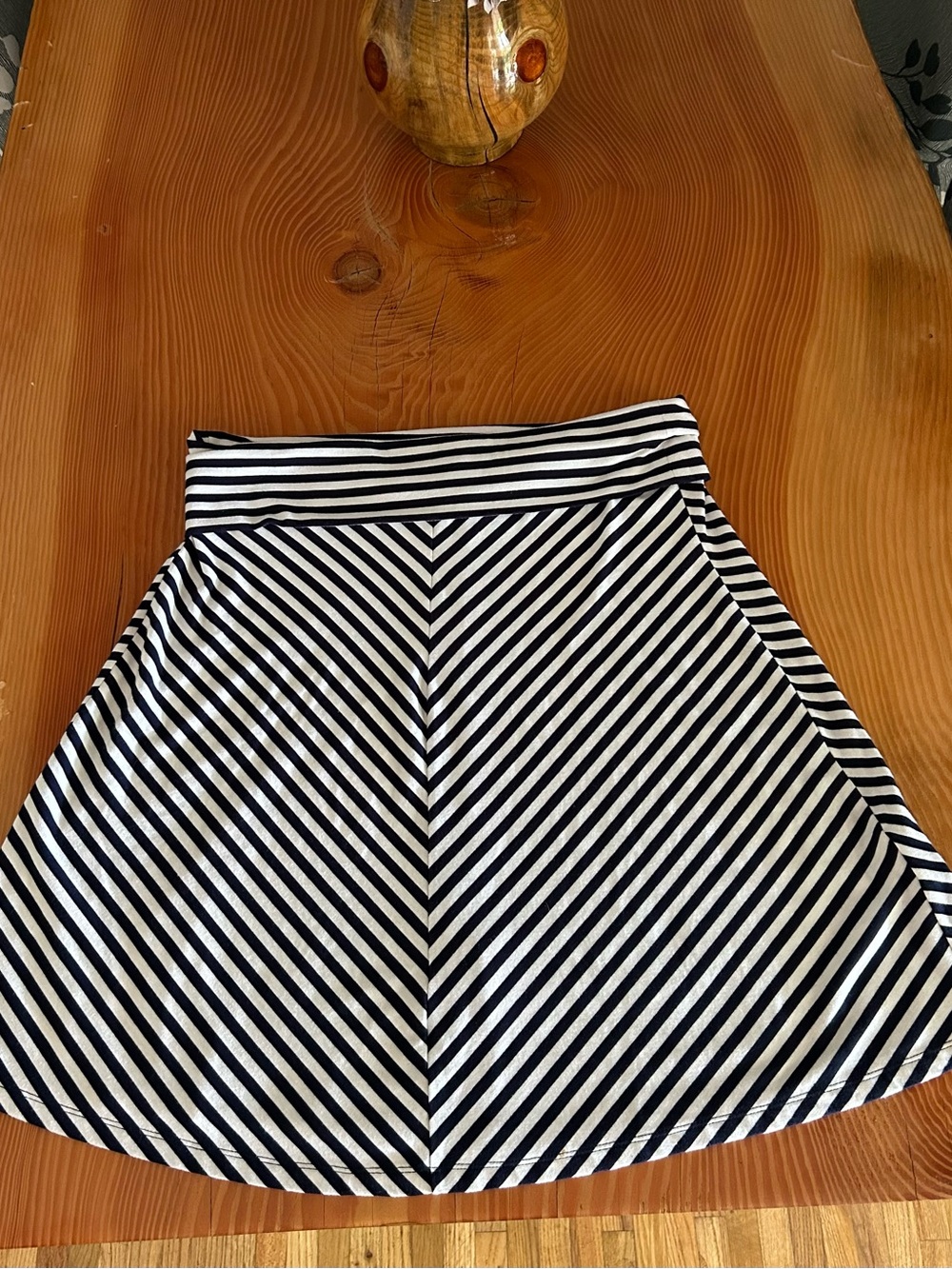 Old Navy Striped Skirt Fold Over Waist - Navy and White